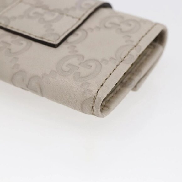 GUCCI Guccissima GG Canvas Key Case Leather White Auth - Picture 7 of 16